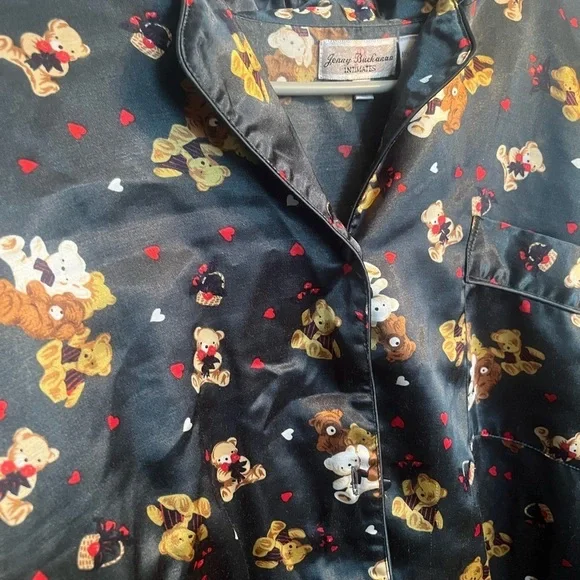Jenny Buchanan Pajama Set Womens medium teddy bears and hearts forest green - Picture 4 of 8